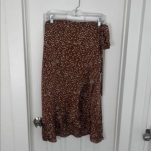 Brown Polka Dot Women's Wrap Skirt